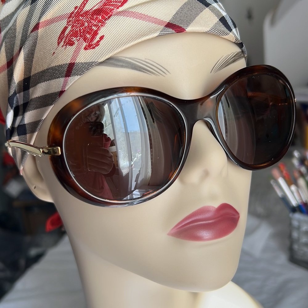 Auth. Chanel Tortoiseshell Icon Sun glasses oversized brown diva mod retro round